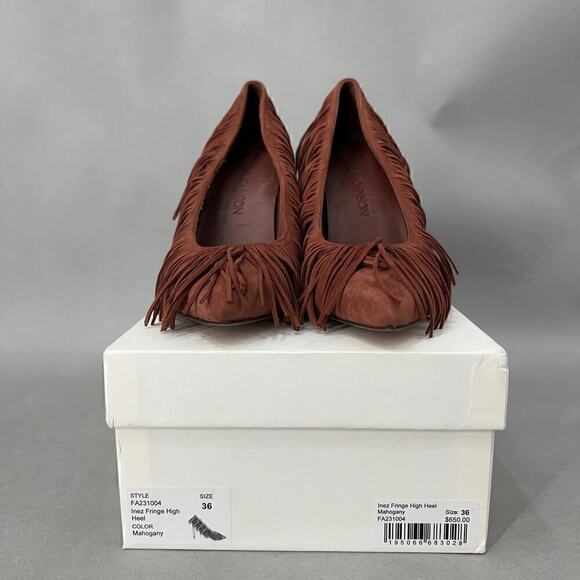 B37 Ulla Johnson Inez Fringe High Heel Womens 6 Boho Maximalism Western Chic - Picture 4 of 13